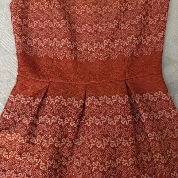 Alya Vibrant burnt orange fitted classic  retro flare dress rockabilly coquette - Picture 4 of 10